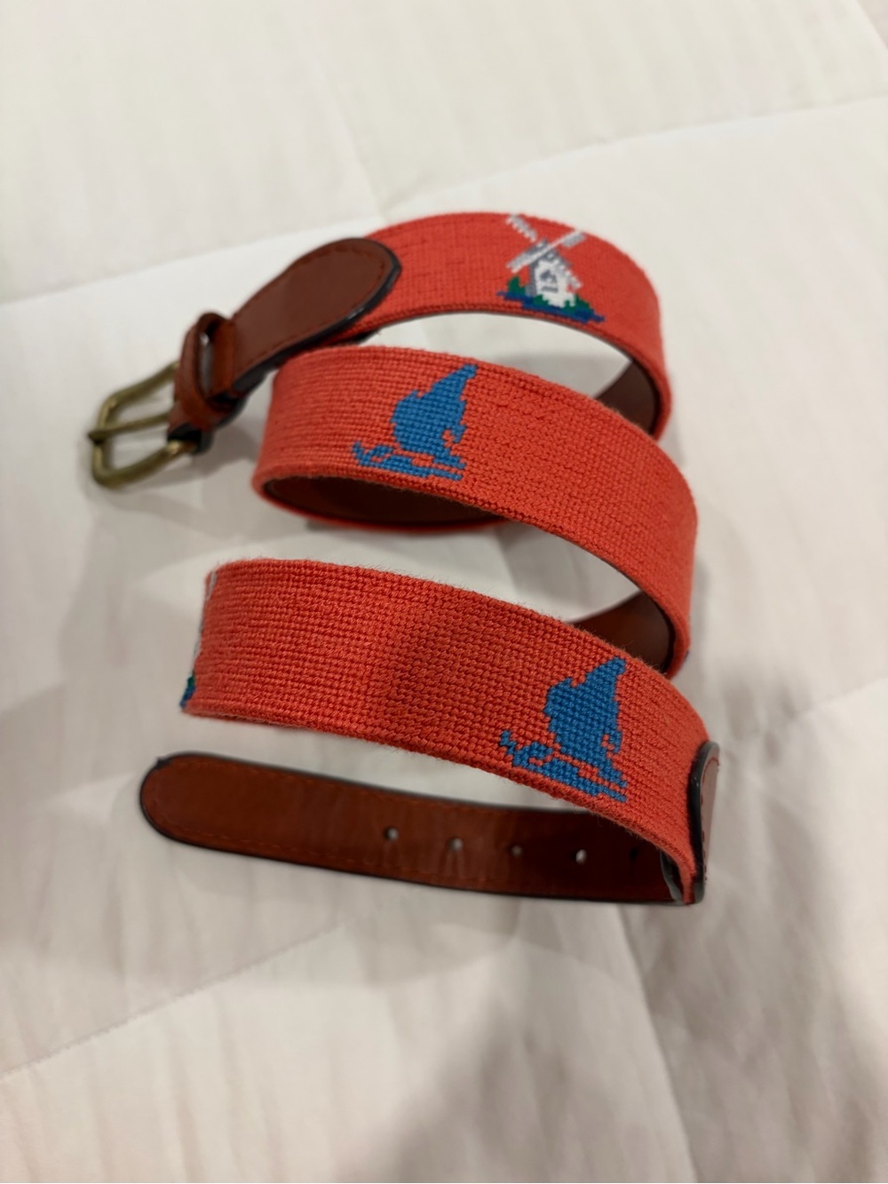 🔥 Smathers & Branson Oyster Harbors Club Orange Belt Sz 38